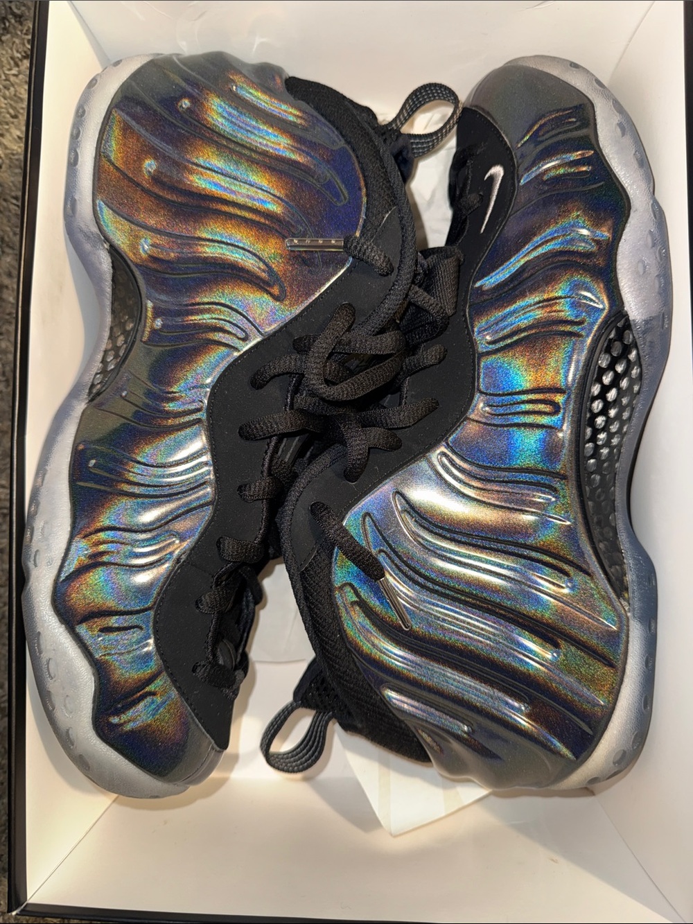 Nike Holographic Foamposite Sneakers - Black with Multicolor Iridescence